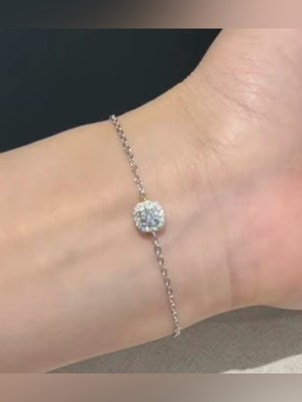 0.50 CTW D Color Moissanite Halo Bolo Bracelet S925 Sterling Silver